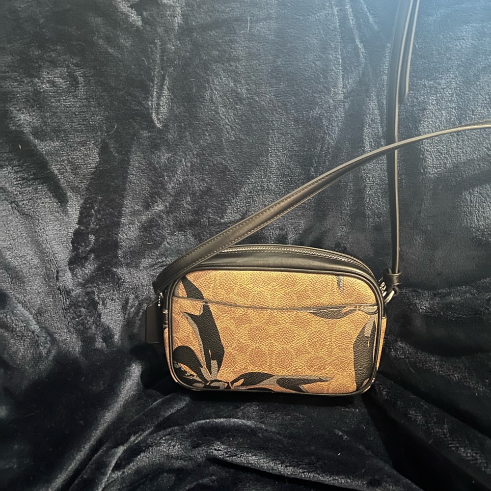 Coach Tan and Black Floral Crossbody Bag - Picture 2 of 5